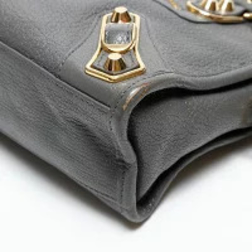Balenciaga Leather Metallic City Shoulder Bag Gray - Picture 7 of 13